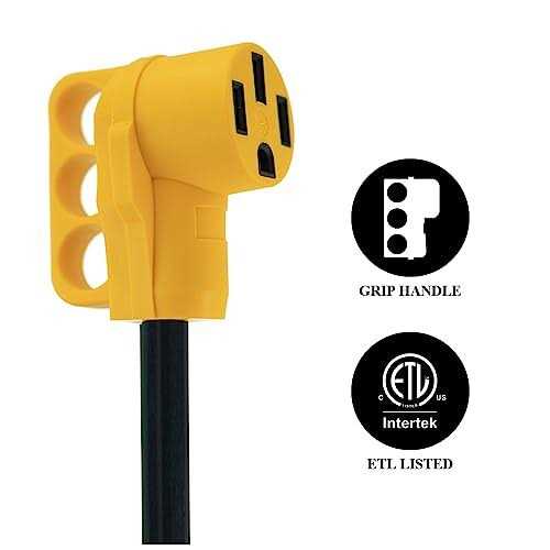 RV Generator Power Adapter-30Amp Male 4 Prong Plug to 50 Amp Female 12inch STW10/3 Camper Cord - Image 3
