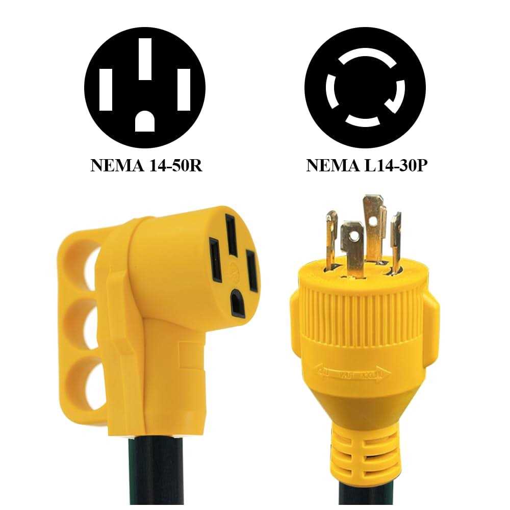 RV Generator Power Adapter-30Amp Male 4 Prong Plug to 50 Amp Female 12inch STW10/3 Camper Cord - Image 4