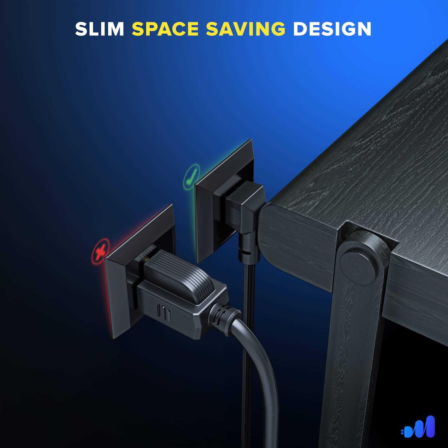 Maximm Extension Cord with Multiple Outlets with Thin Space-Saving Flat Wire Design - Image 2