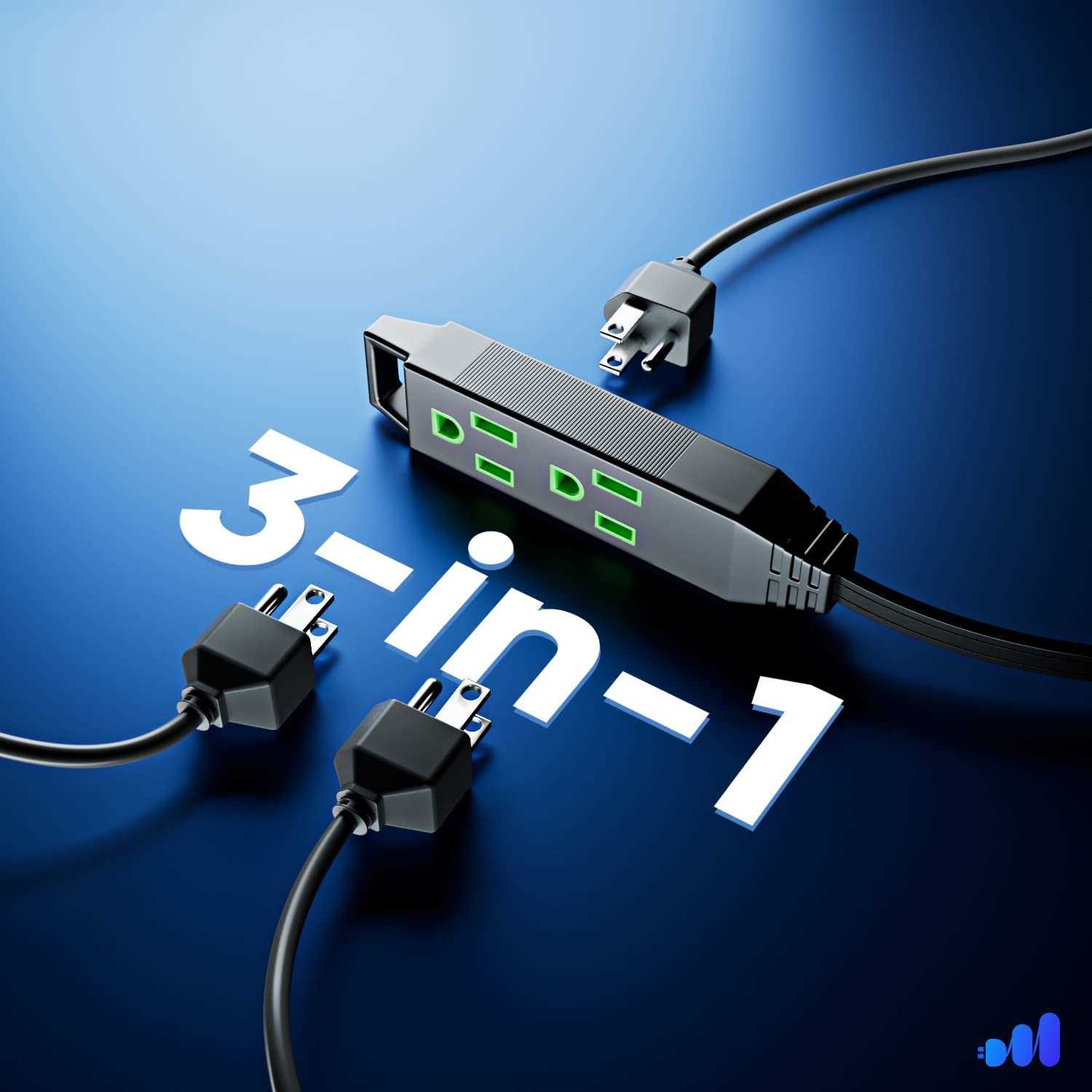 Maximm Extension Cord with Multiple Outlets with Thin Space-Saving Flat Wire Design - Image 3