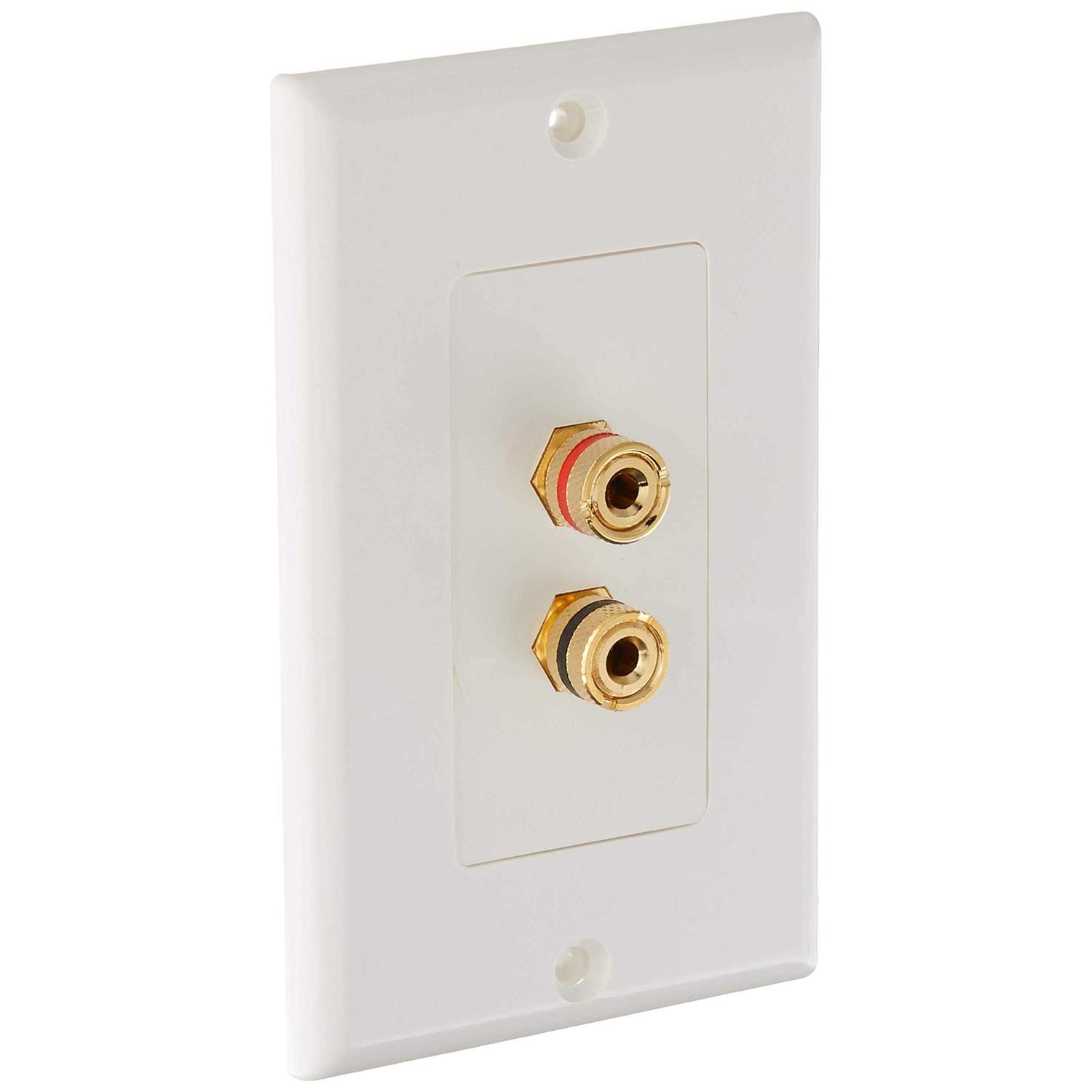 Monoprice Banana Binding Post Two-Piece Inset Wall Plate For 1 Speaker 3324