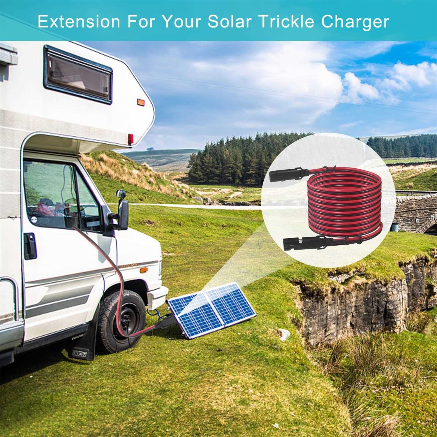 SAE To SAE Extension Cable 16AWG SAE Cable Battery Charger Extension Cord Heavy Duty 16AWG Quick Disconnect SAE 2Pin Connector with SAE - Image 2