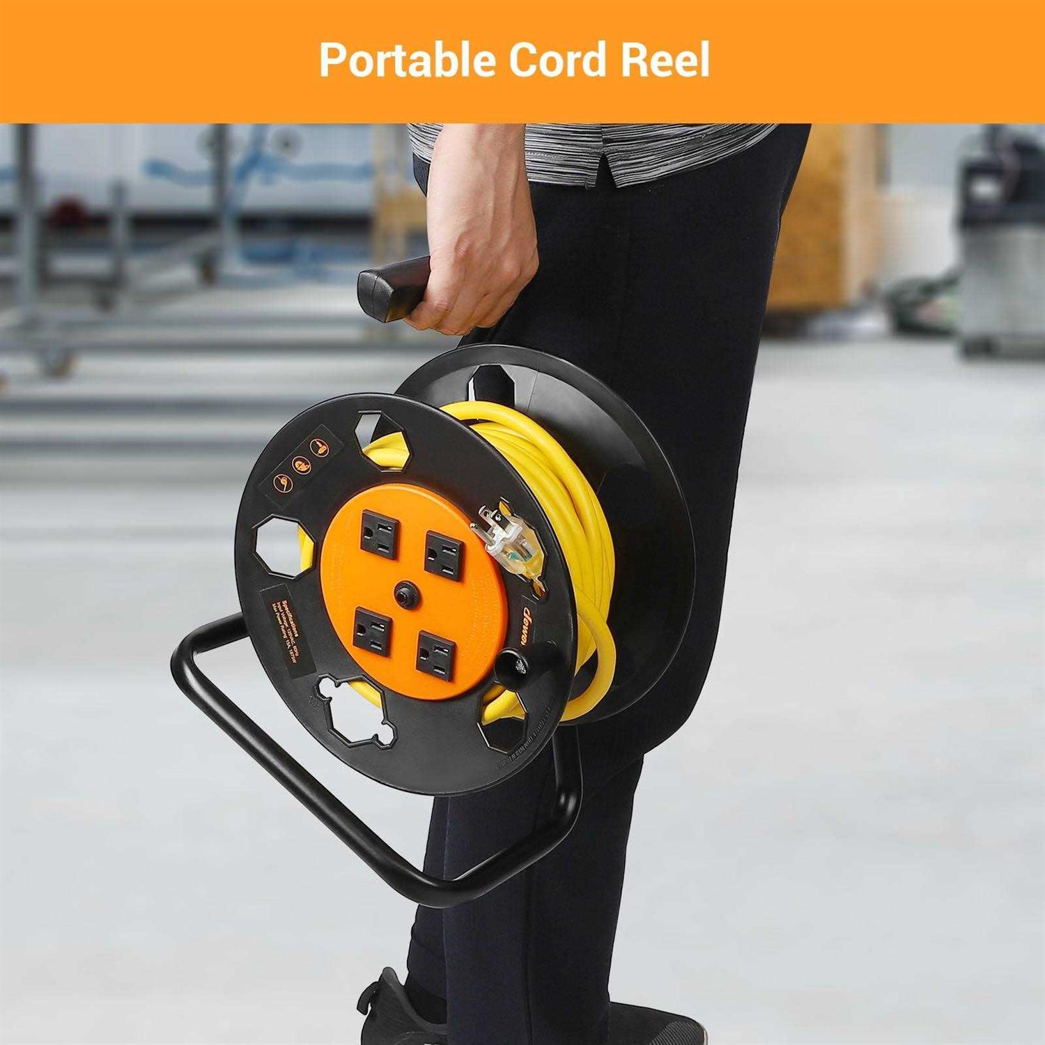 DEWENWILS Extension Cord Storage Reel with 4-Grounded Outlets - Image 5