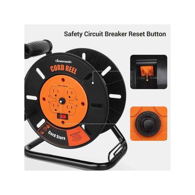 DEWENWILS Extension Cord Storage Reel with 4-Grounded Outlets - Image 3