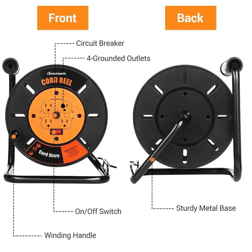 DEWENWILS Extension Cord Storage Reel with 4-Grounded Outlets - Image 4