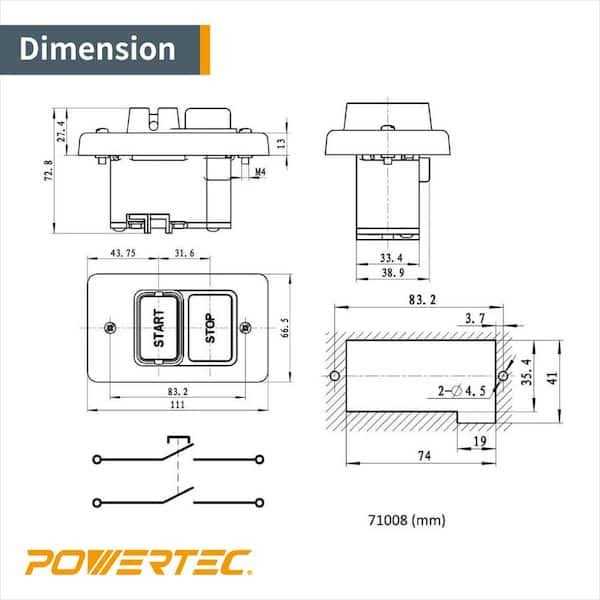POWERTEC 71008 110/220V Single Phase On/Off Switch - Image 3