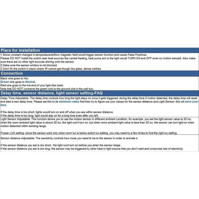 Sensky BS033C 110v Motion Sensor Light Switch 180 Degree View Occupancy Sensor Switch - Image 2