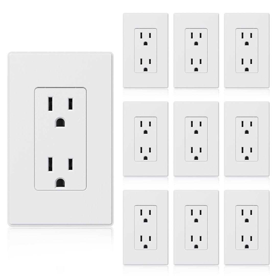 ELEGRP Decorator 15 Amp 125-Volt Residential Grade Self Grounding Duplex Outlet