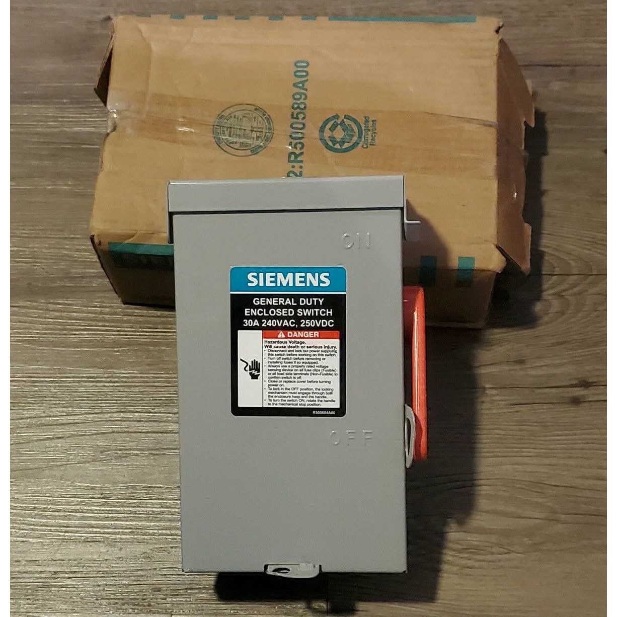 Siemens 30 Amp 2-Pole Fusible General-Duty Safety Switch Disconnect gf221nau - Image 5