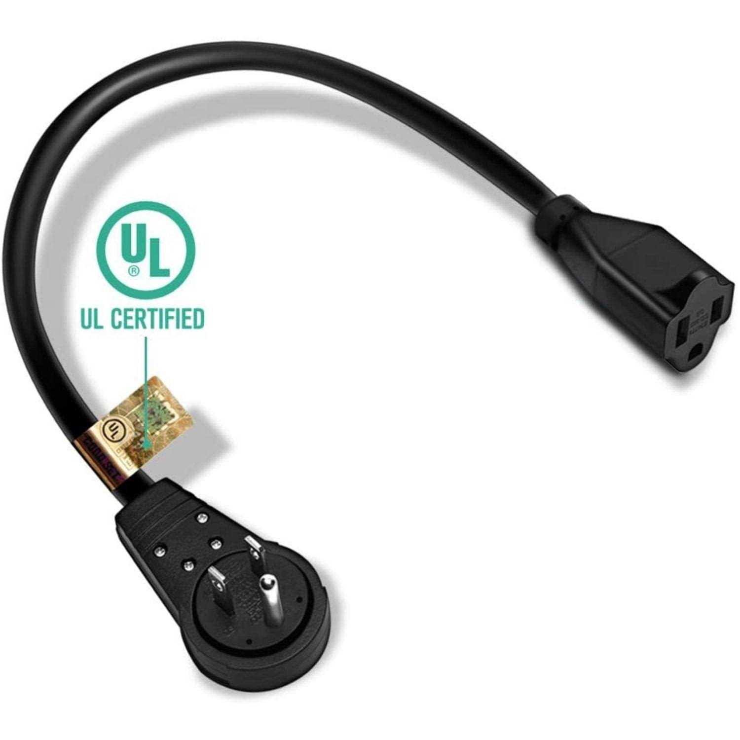 Nekteck 360 Rotating Flat Plug Extension Cord 1 Foot 14AWG 3 Prong Extension Cord - Image 4