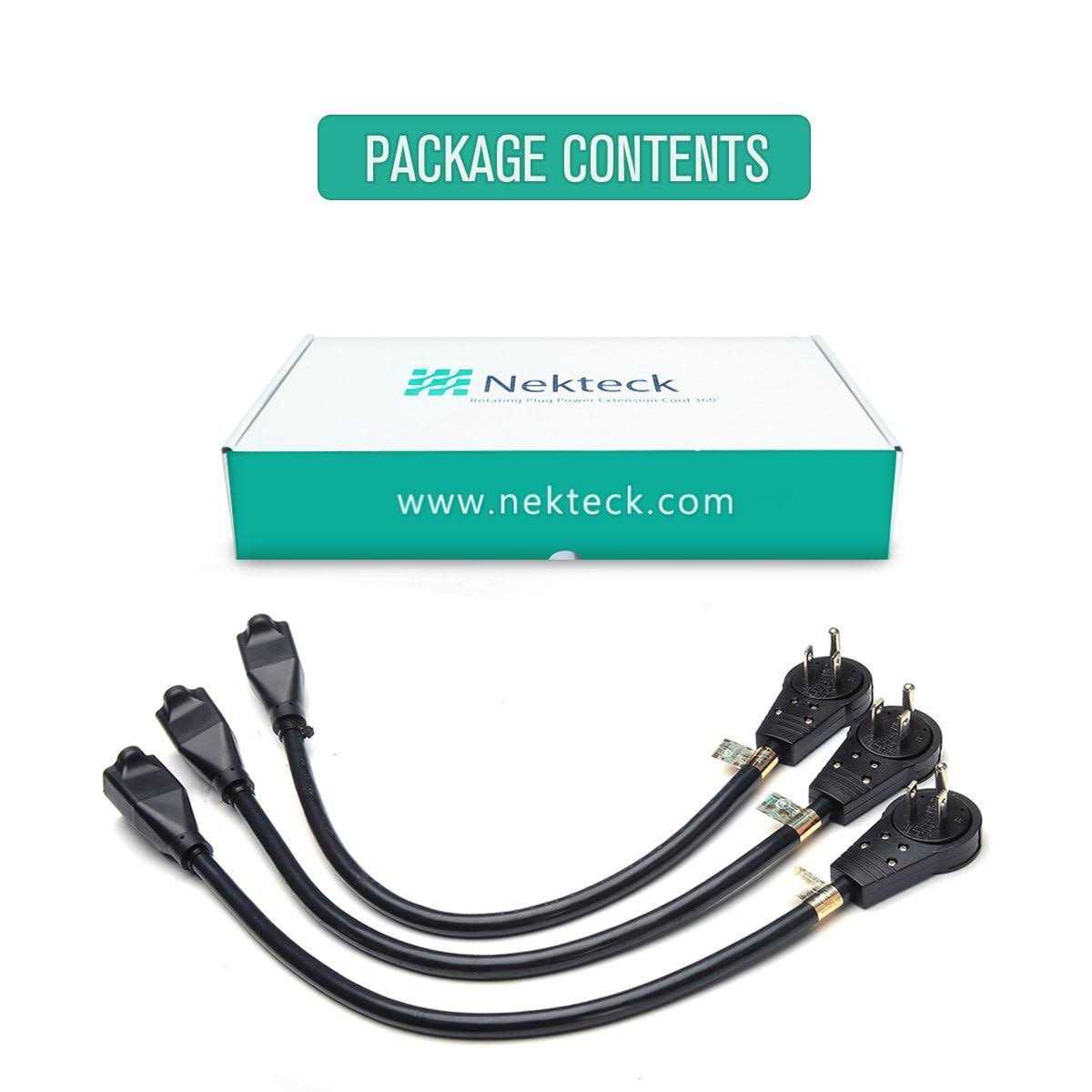Nekteck 360 Rotating Flat Plug Extension Cord 1 Foot 14AWG 3 Prong Extension Cord - Image 4