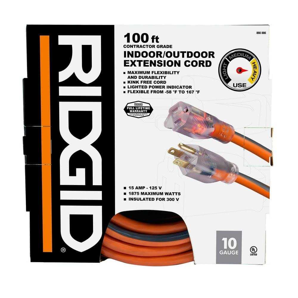 RIDGID 100 ft. 10/3 SJTW Extension Cord 68100RGD