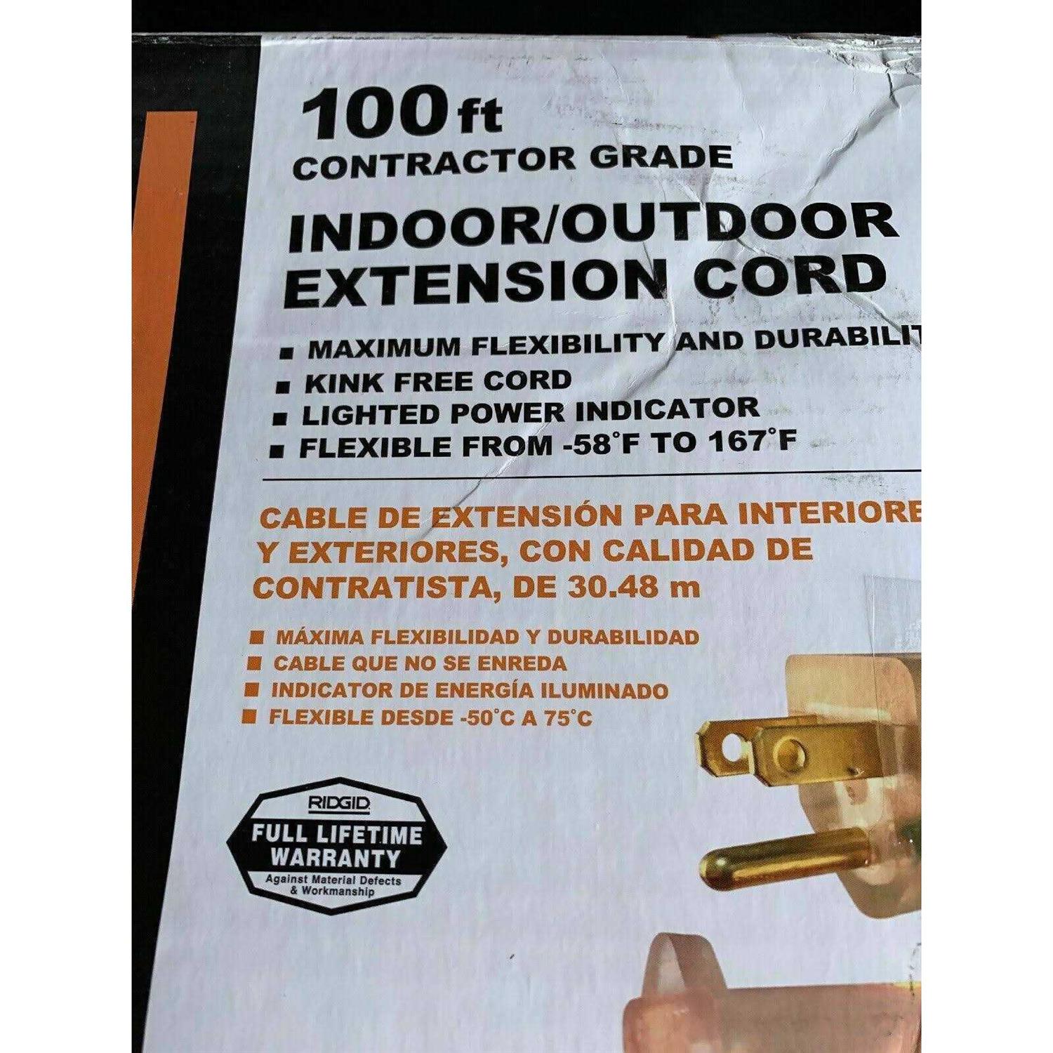 RIDGID 100 ft. 10/3 SJTW Extension Cord 68100RGD - Image 5