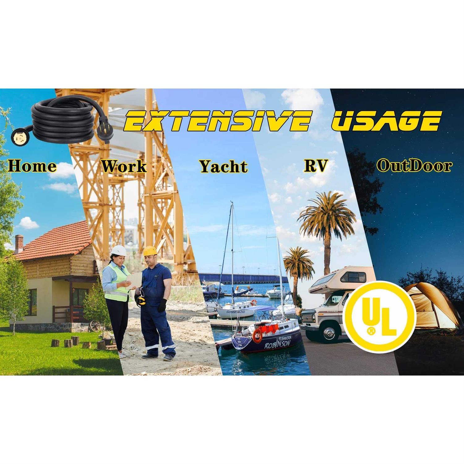 S7 50 Amp Generator Extension Cord STW + Power Cord N14-50P & SS2-50R & CS6364 Twist Lock - Image 5