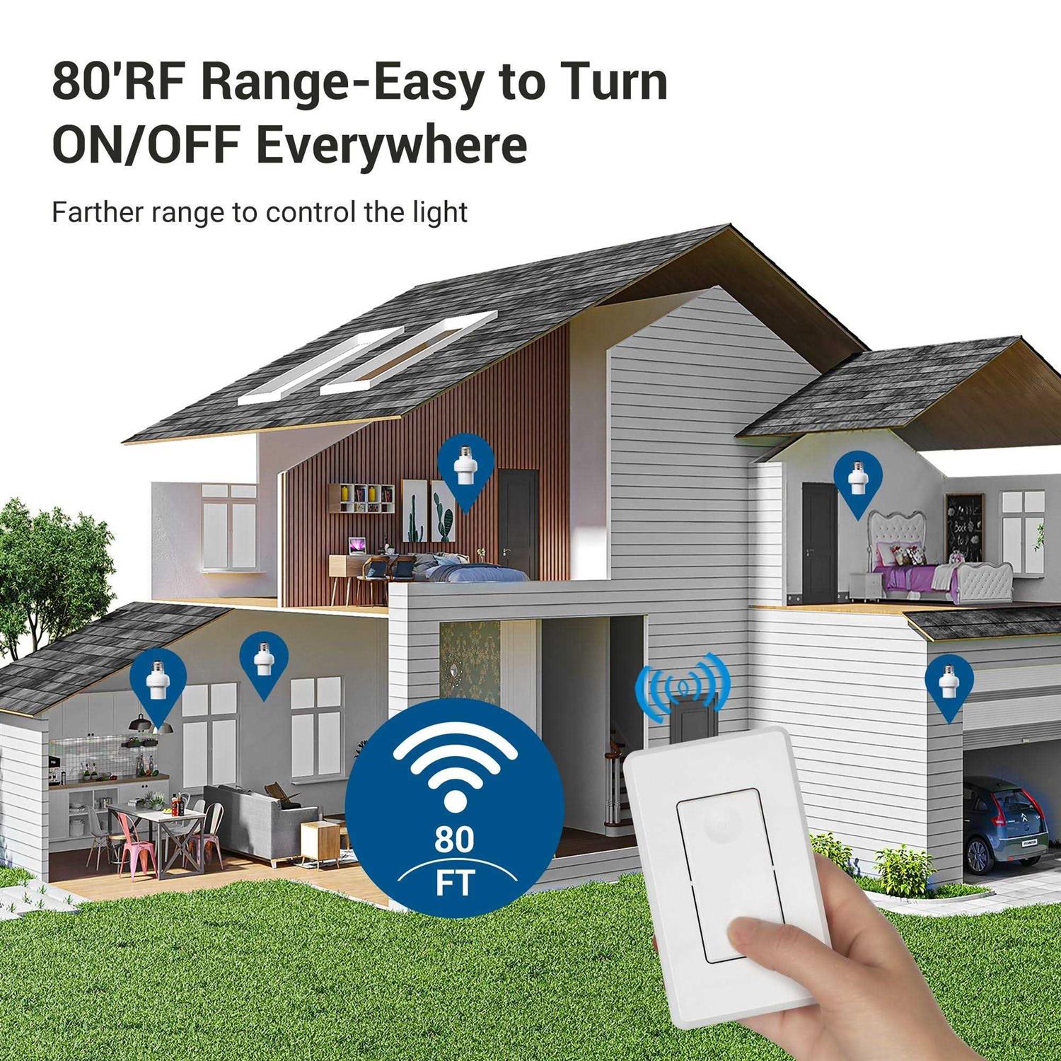 DEWENWILS Remote Control Light Socket Wireless Remote Light Bulbs Switch System - Image 4