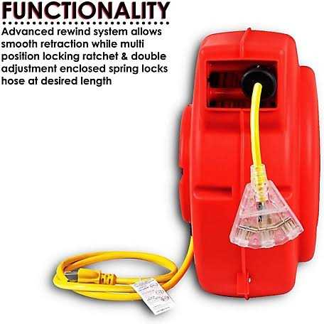 ReelWorks Extension Cord Reel Retractable 12awg x 80' Foot TRI-GUR022 - Image 3