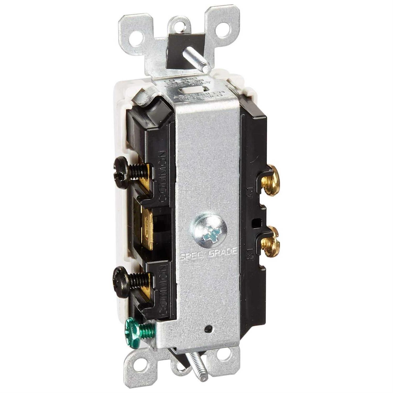 Leviton 5627-W Decora Single-Pole/Single-Pole AC Combination Switch - Image 3