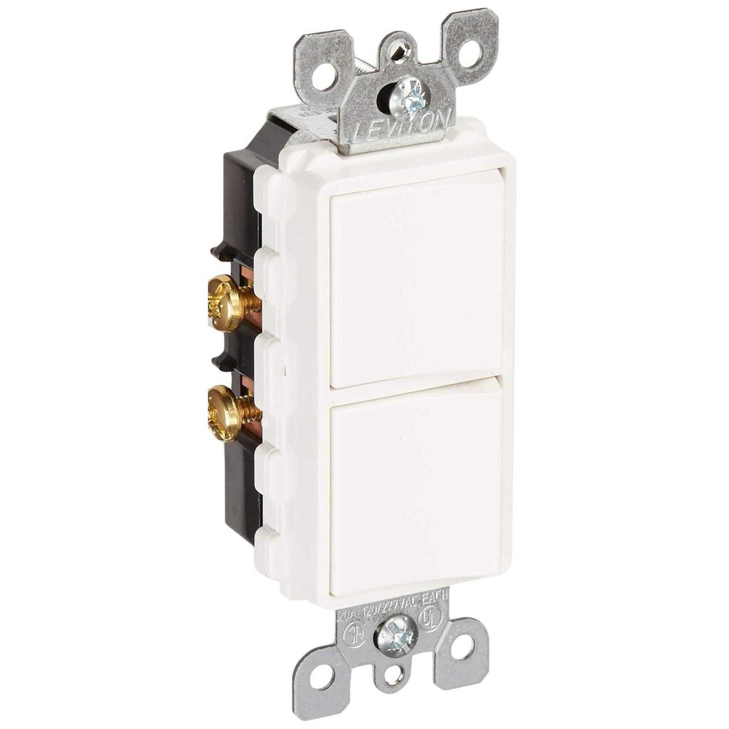 Leviton 5627-W Decora Single-Pole/Single-Pole AC Combination Switch - Image 5