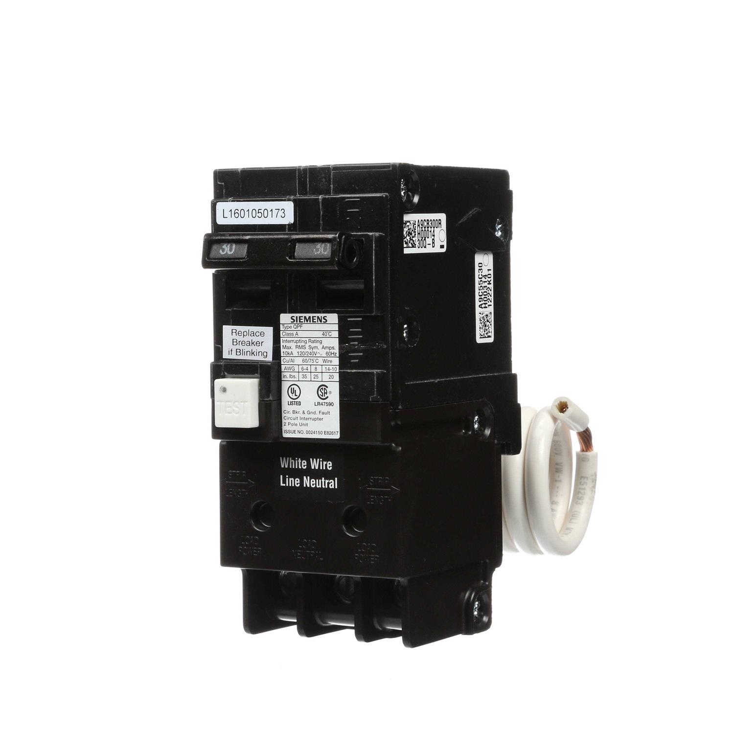 Siemens 30 Amp Double Pole Type QPF2 Gfci Circuit Breaker QF230AP
