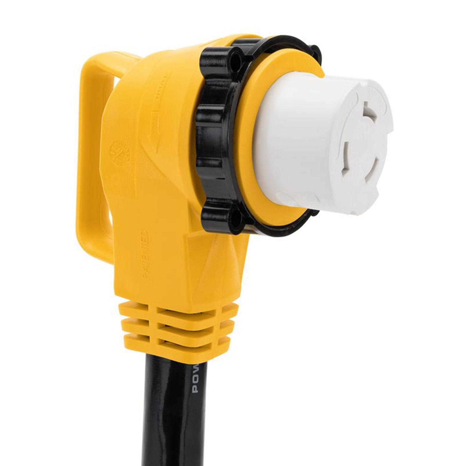 Camco 18 50-Amp 90-Degree PowerGrip Locking Adapter 55572