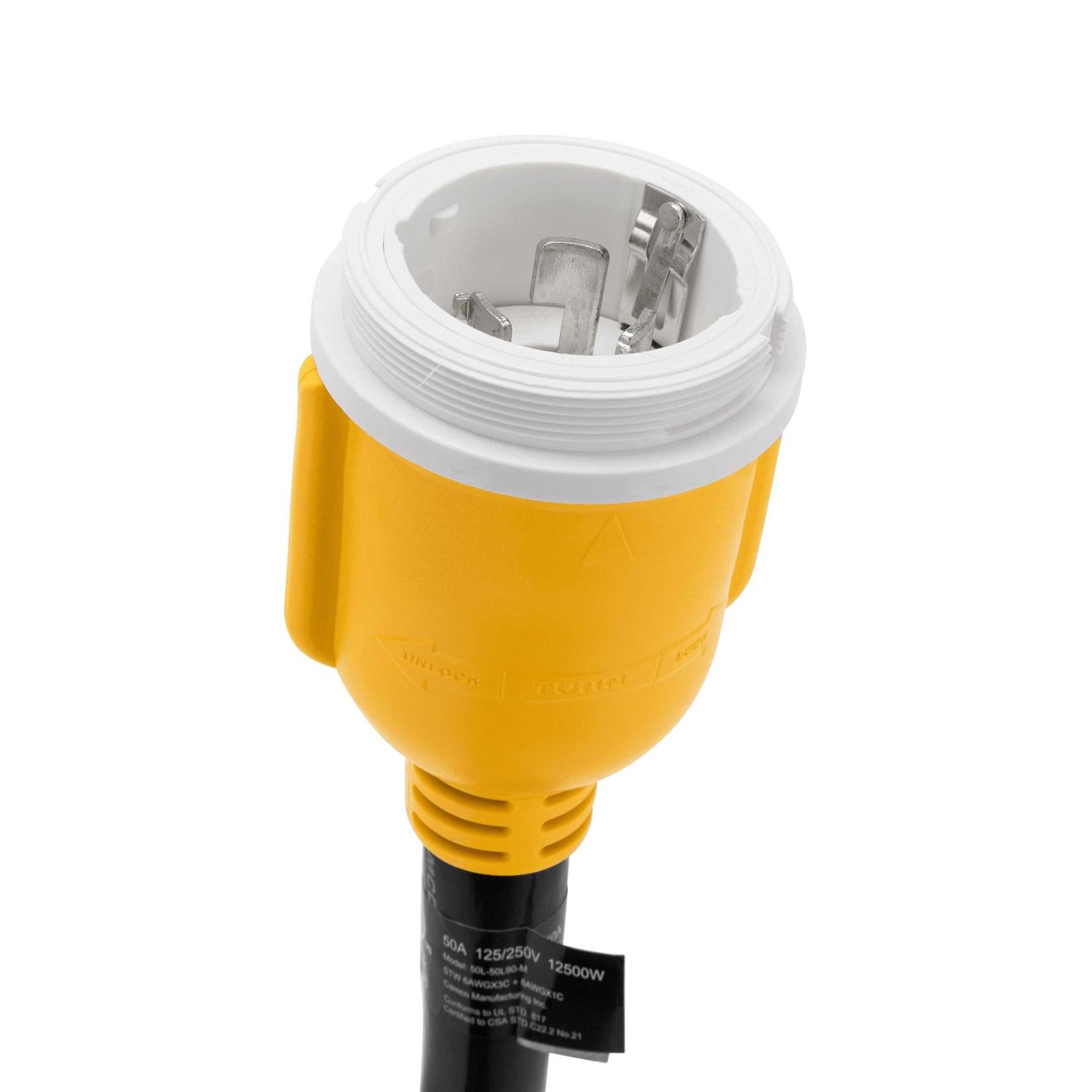 Camco 18 50-Amp 90-Degree PowerGrip Locking Adapter 55572 - Image 2