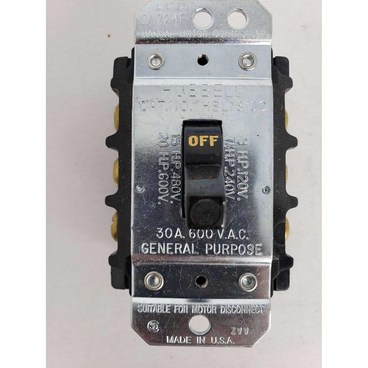 Hubbell Kellems HBL7810D ManualMotorSwtch - Image 5
