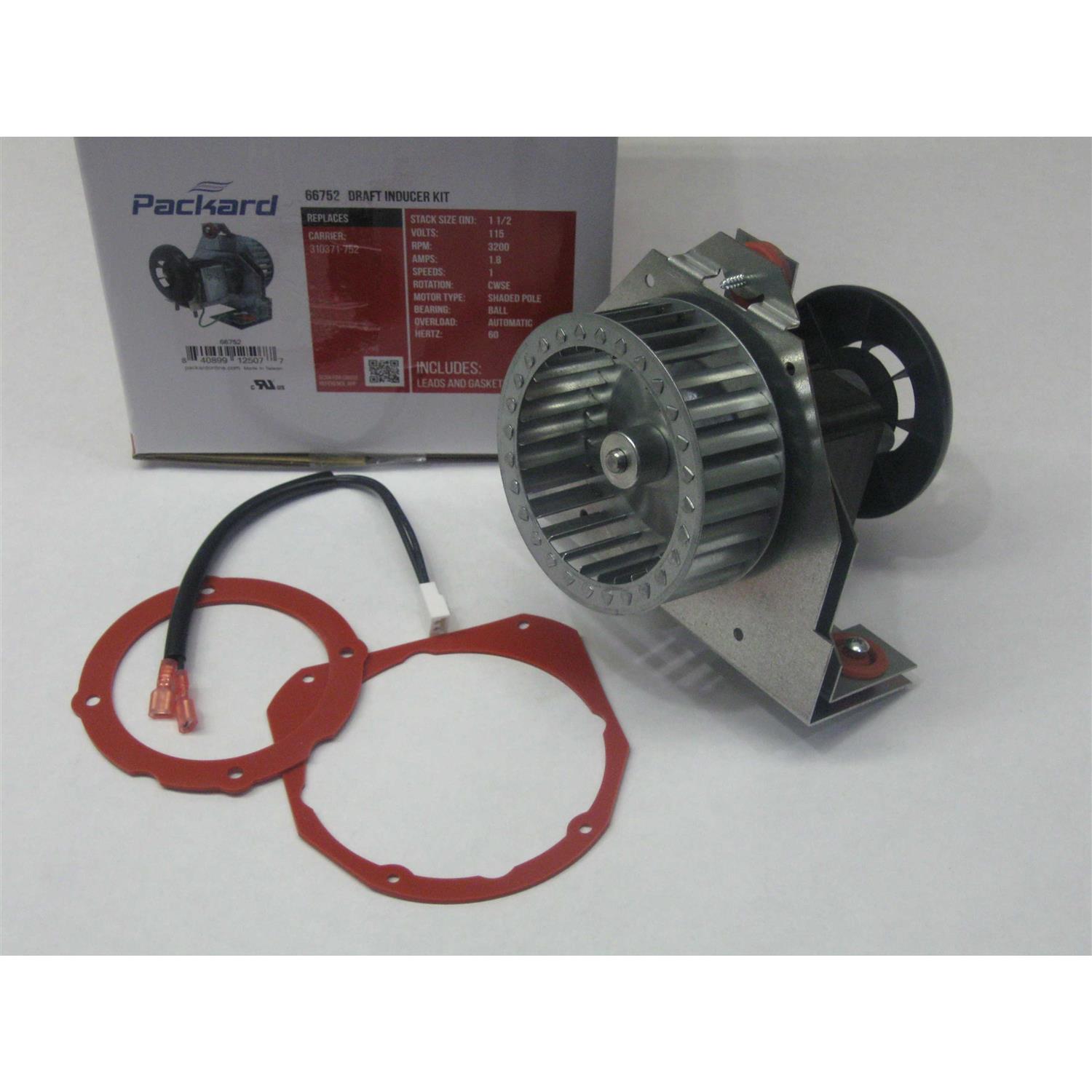 Packard 66752 Carrier 310371-752 Replacement Draft Inducer Motor Assembly (25 MHP, 115V, 3200 RPM) | SupplyHouse.com