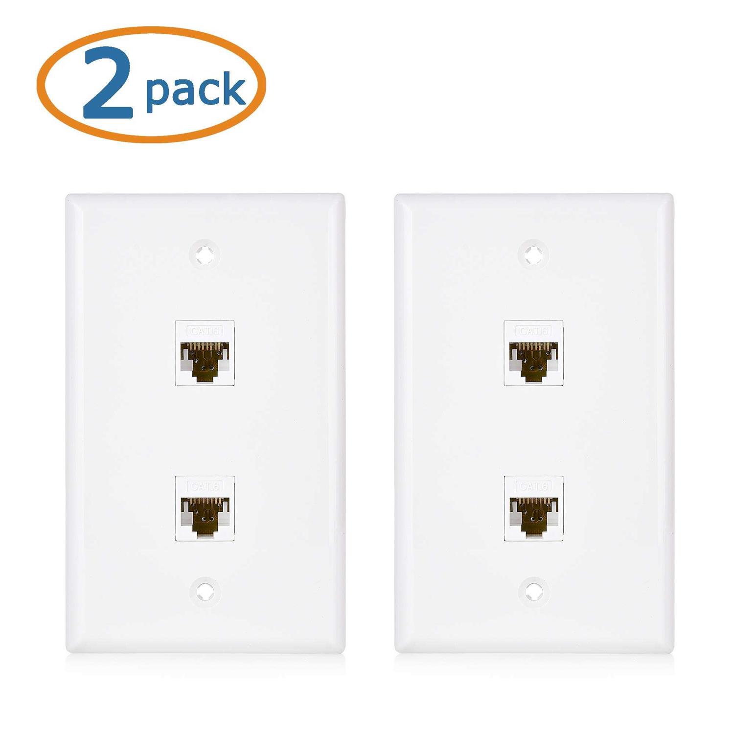 Cable Matters 2-Pack 2-Port Ethernet Wall Plate Cat6 Wall Plate / Cat5 Ethernet Wall Outlet in White - Image 2