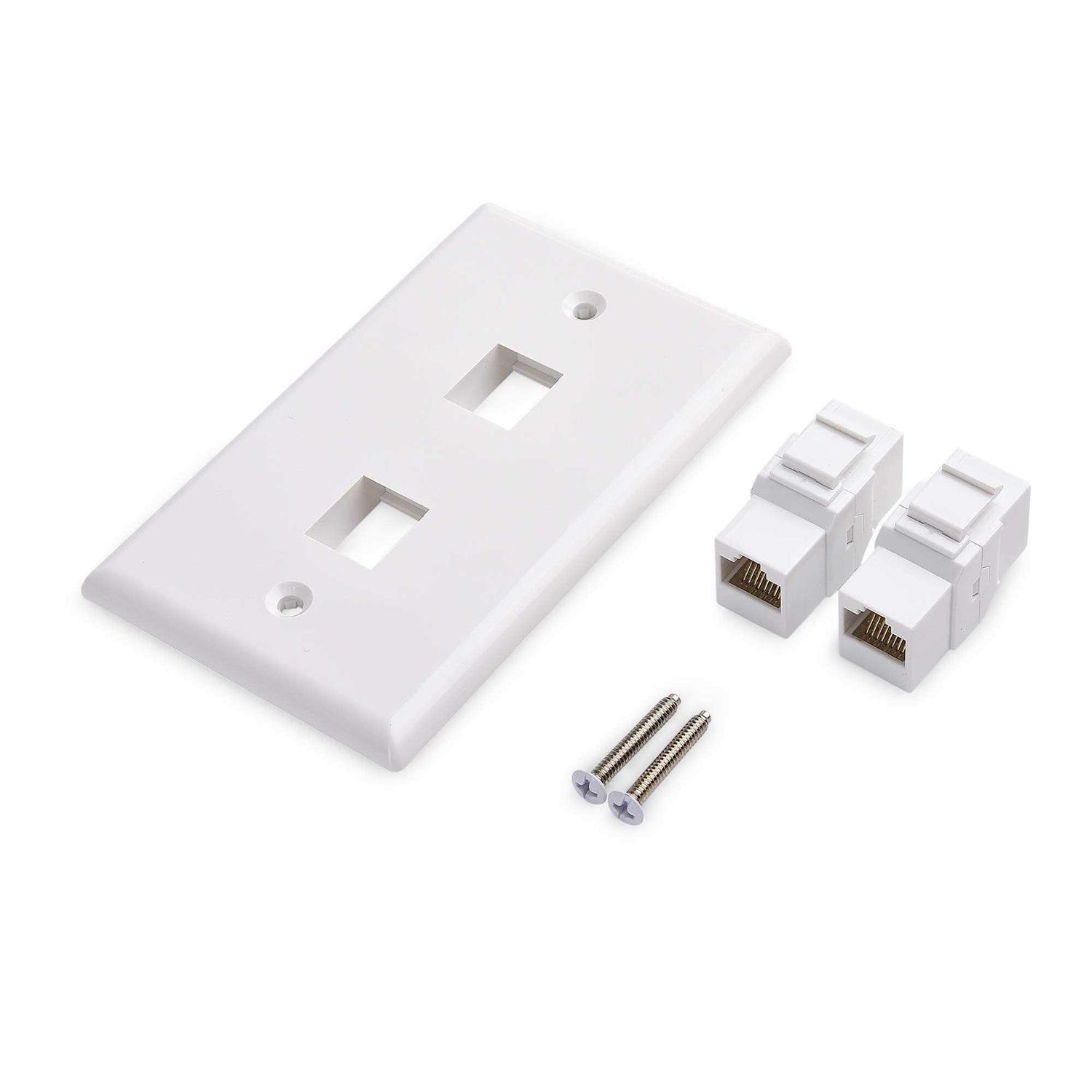 Cable Matters 2-Pack 2-Port Ethernet Wall Plate Cat6 Wall Plate / Cat5 Ethernet Wall Outlet in White - Image 4