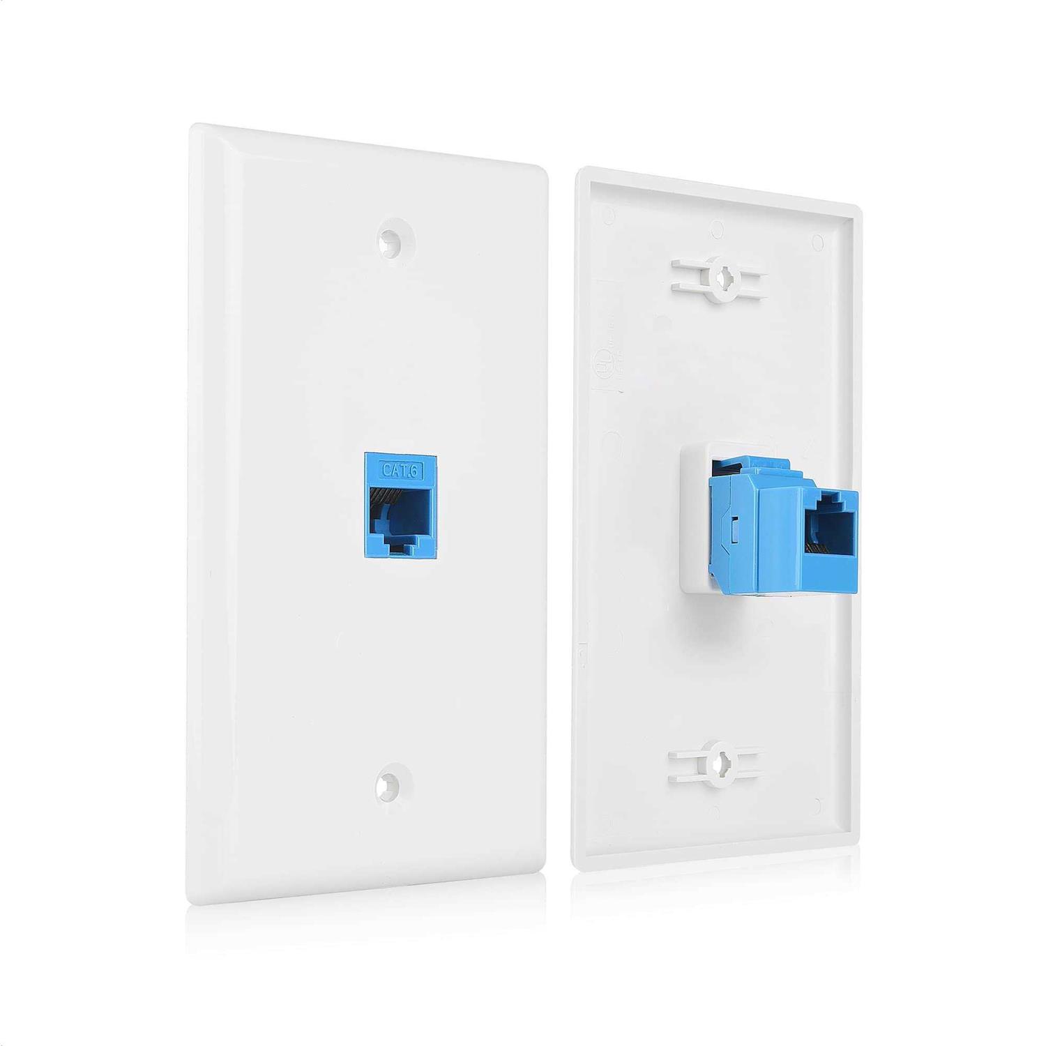 Cable Matters 2-Pack 2-Port Ethernet Wall Plate Cat6 Wall Plate / Cat5 Ethernet Wall Outlet in White