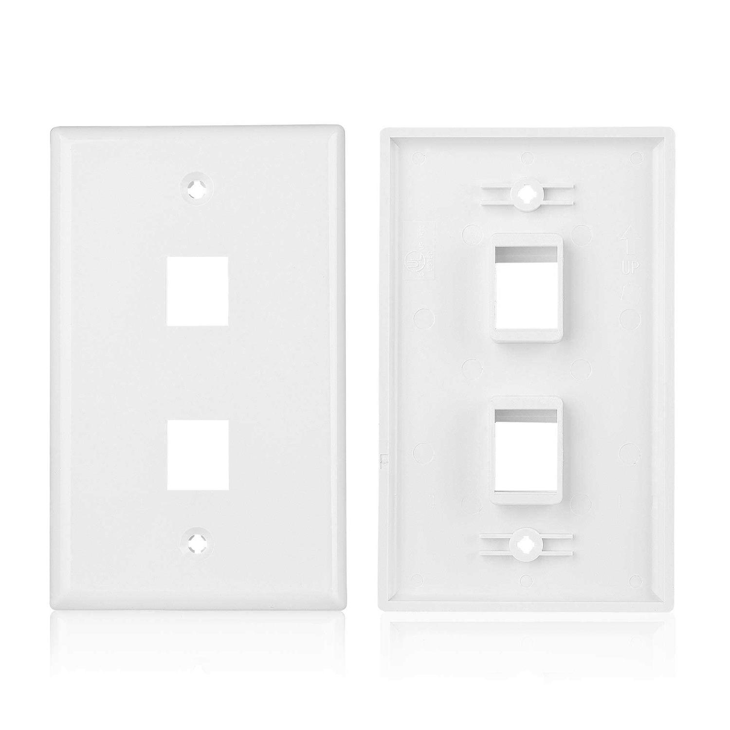 Cable Matters 2-Pack 2-Port Ethernet Wall Plate Cat6 Wall Plate / Cat5 Ethernet Wall Outlet in White - Image 2