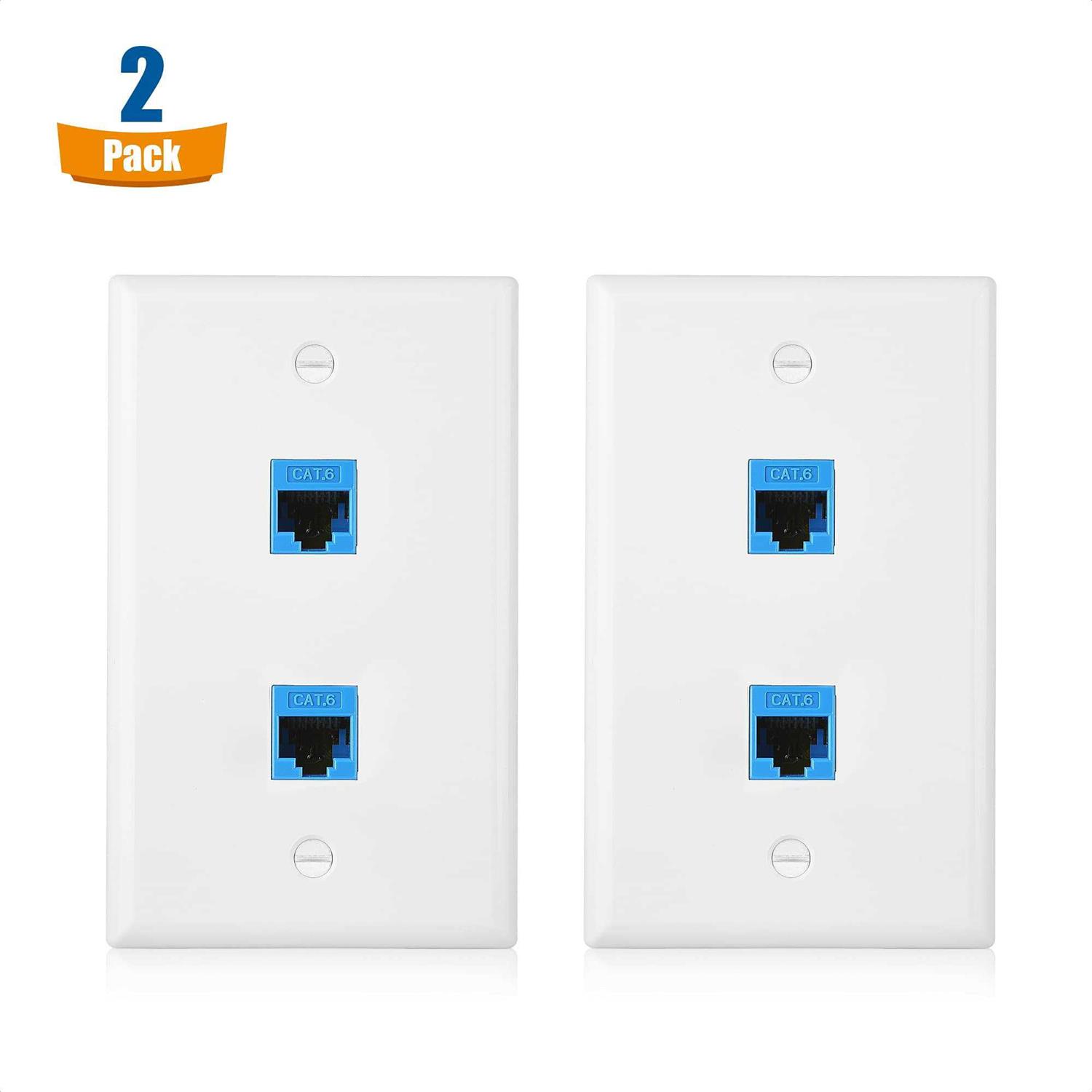 Cable Matters 2-Pack 2-Port Ethernet Wall Plate Cat6 Wall Plate / Cat5 Ethernet Wall Outlet in White - Image 5