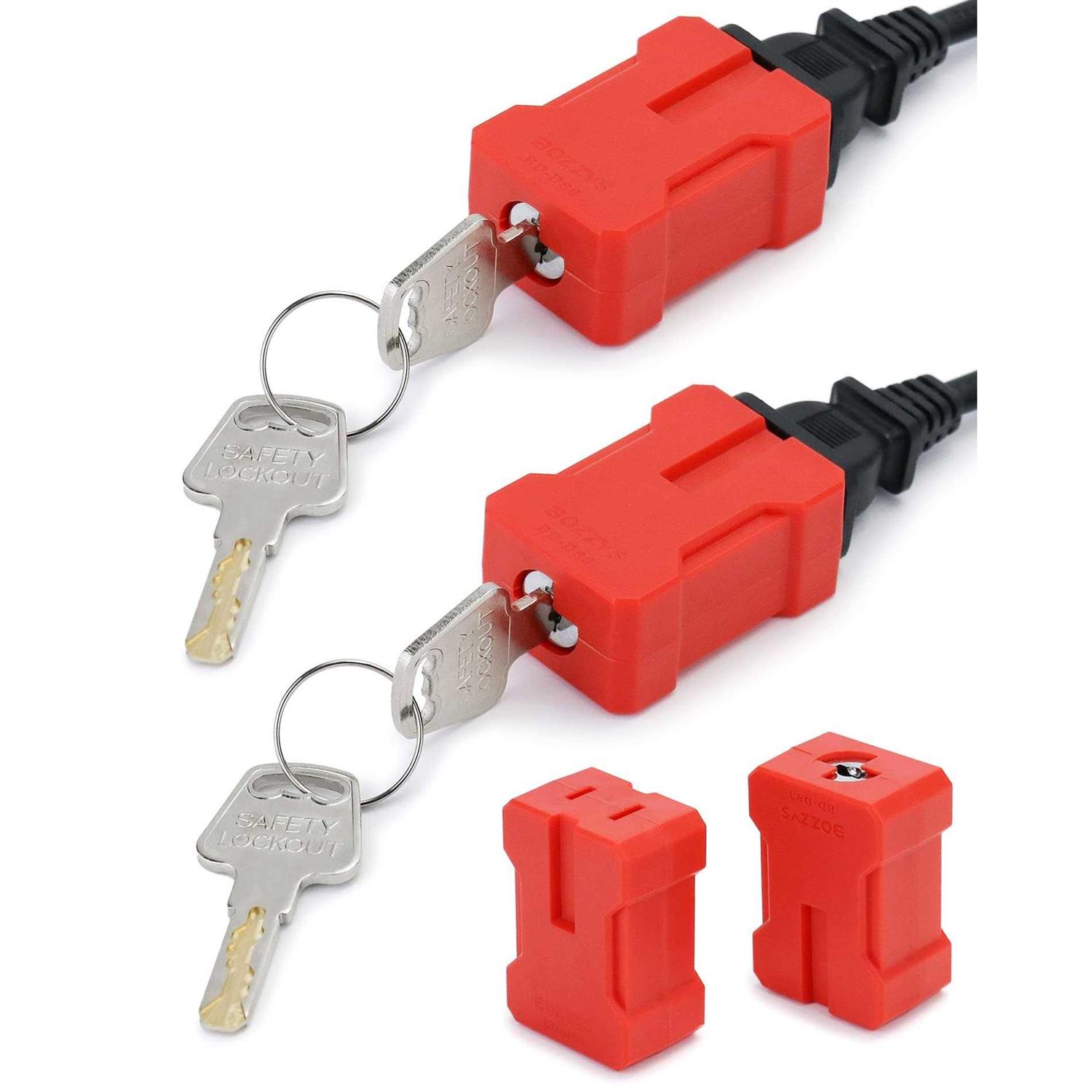 QWORK Electrical Cord Plug Lockout Device for Electrical Cord 2 Pack Plug Locking Safety Lock Fits 2 & 3 Prong Plugs