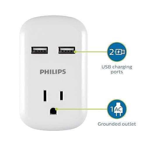 Philips 1 Outlet Wall Tap with 2 USB Ports SPP1201WA/37 - Image 3
