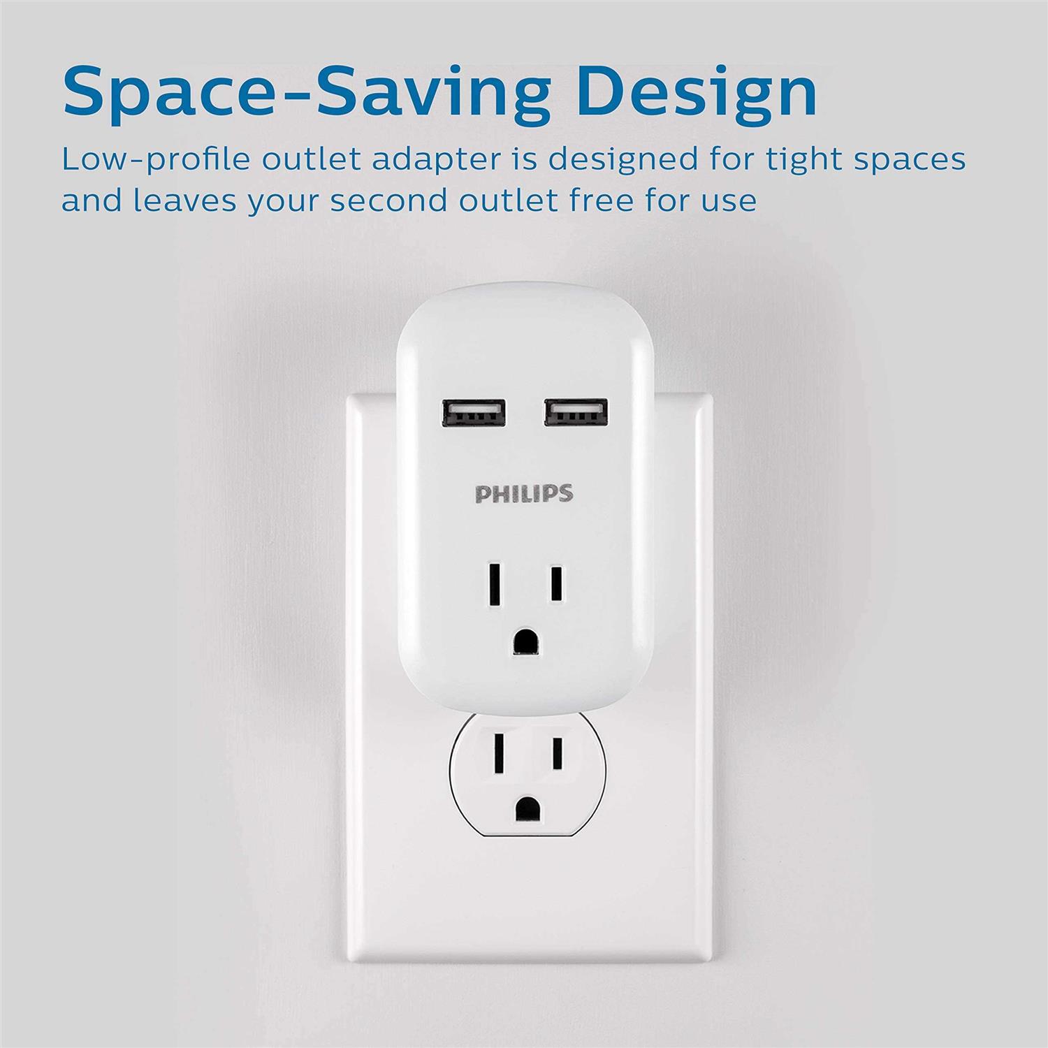 Philips 1 Outlet Wall Tap with 2 USB Ports SPP1201WA/37 - Image 5