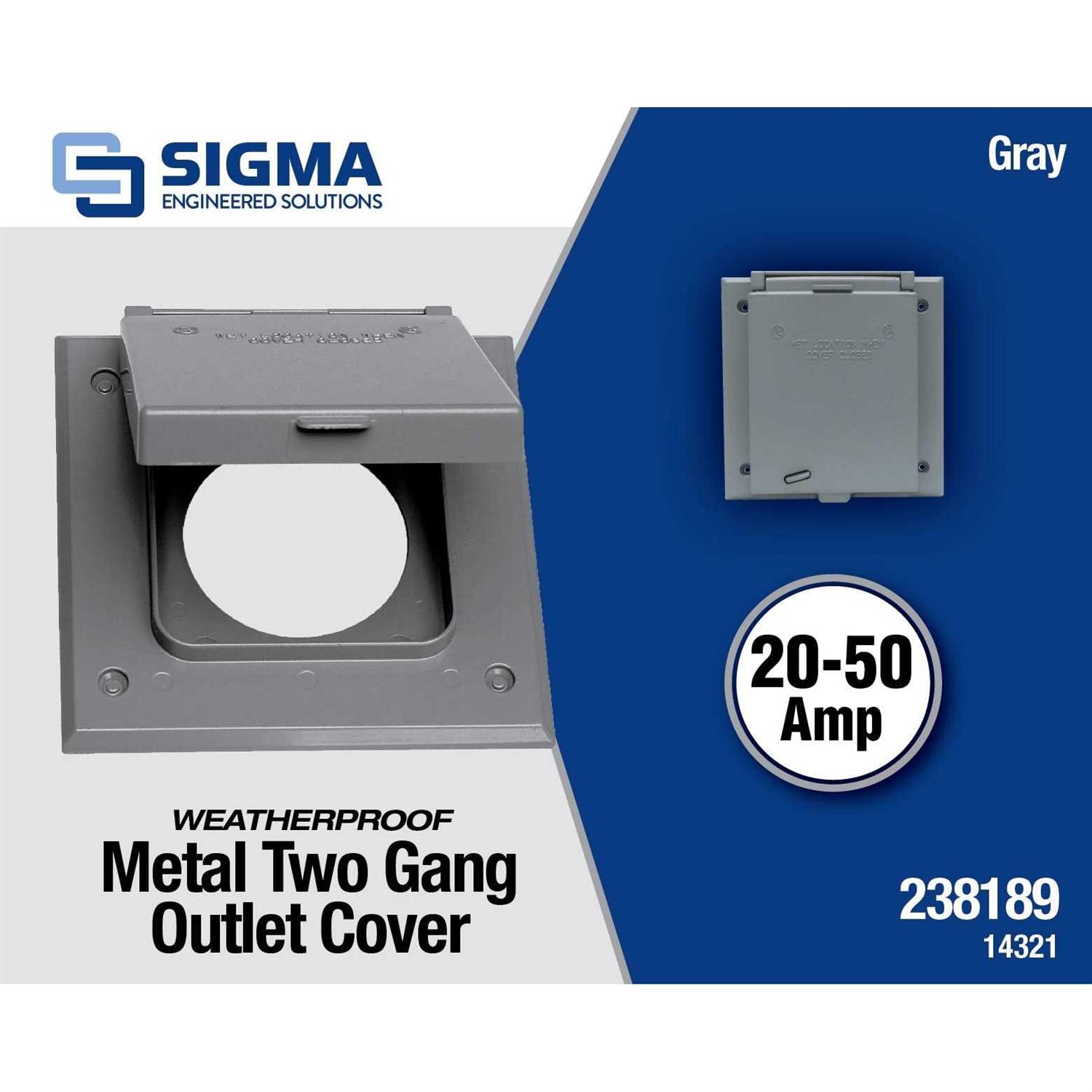 Sigma Electric 14321 2 Gang Outlet Cover Gray - Image 4
