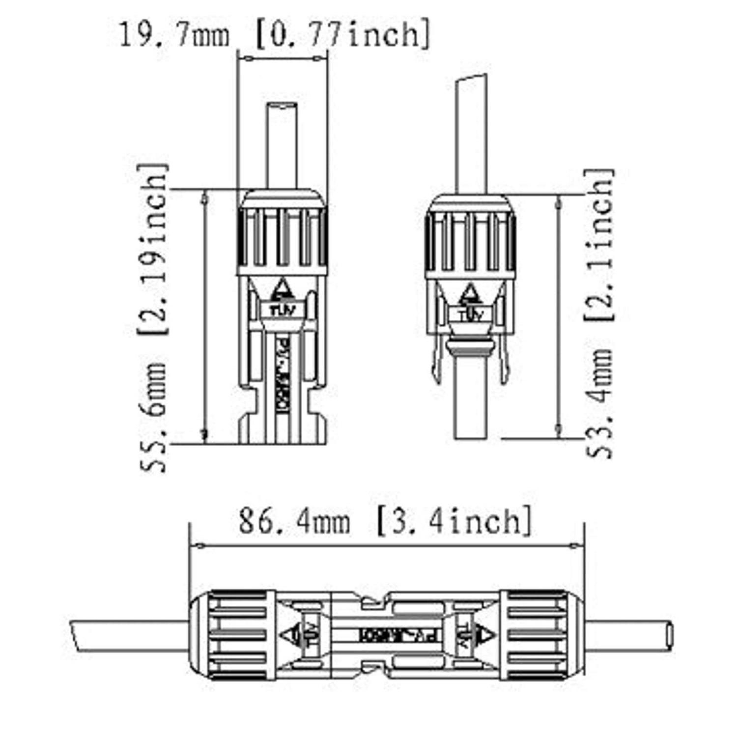 Renogy MC4 Solar Panel Cable Connector Pair Male/Female - Image 4