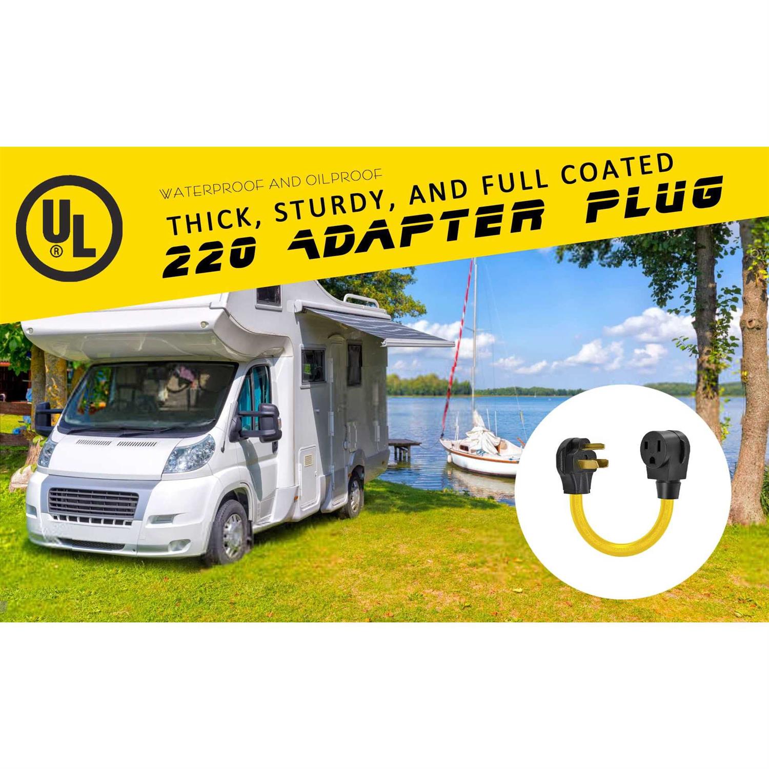 S7 220 Adapter Plug,20Inch 10-30P to 6-50R Heavy Duty 30 Amp Plug to 50 Amp Socket Adapter Cable - Image 3