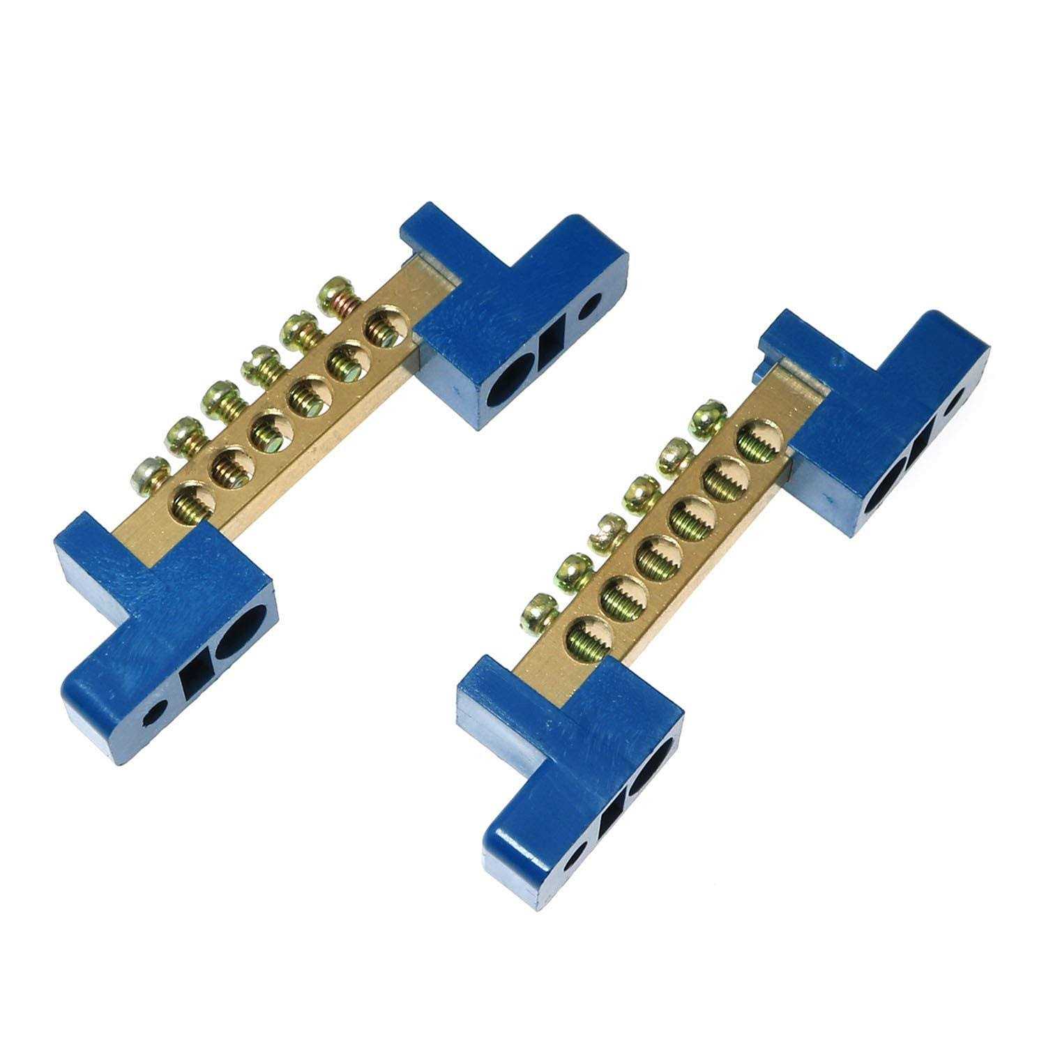 RLECS 2pcs Terminal Bus Bar Terminal Block Brass Wire Screw Terminal Grounding Strip Bus Bar Block - Image 2