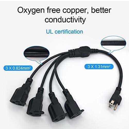 Cable Nahao 3 Prong 1 to 4 Outlet Power Cord Splitter Cord - Image 5