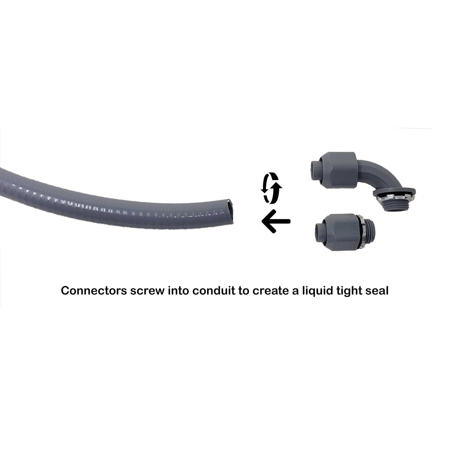 Sealproof Power Whip Assembly, 1/2-Inch x 6 Ft Nonmetallic Liquid Tight Flexible Electrical Conduit and 10 Gauge Wire Single Phase Preassembled A/C - Image 3