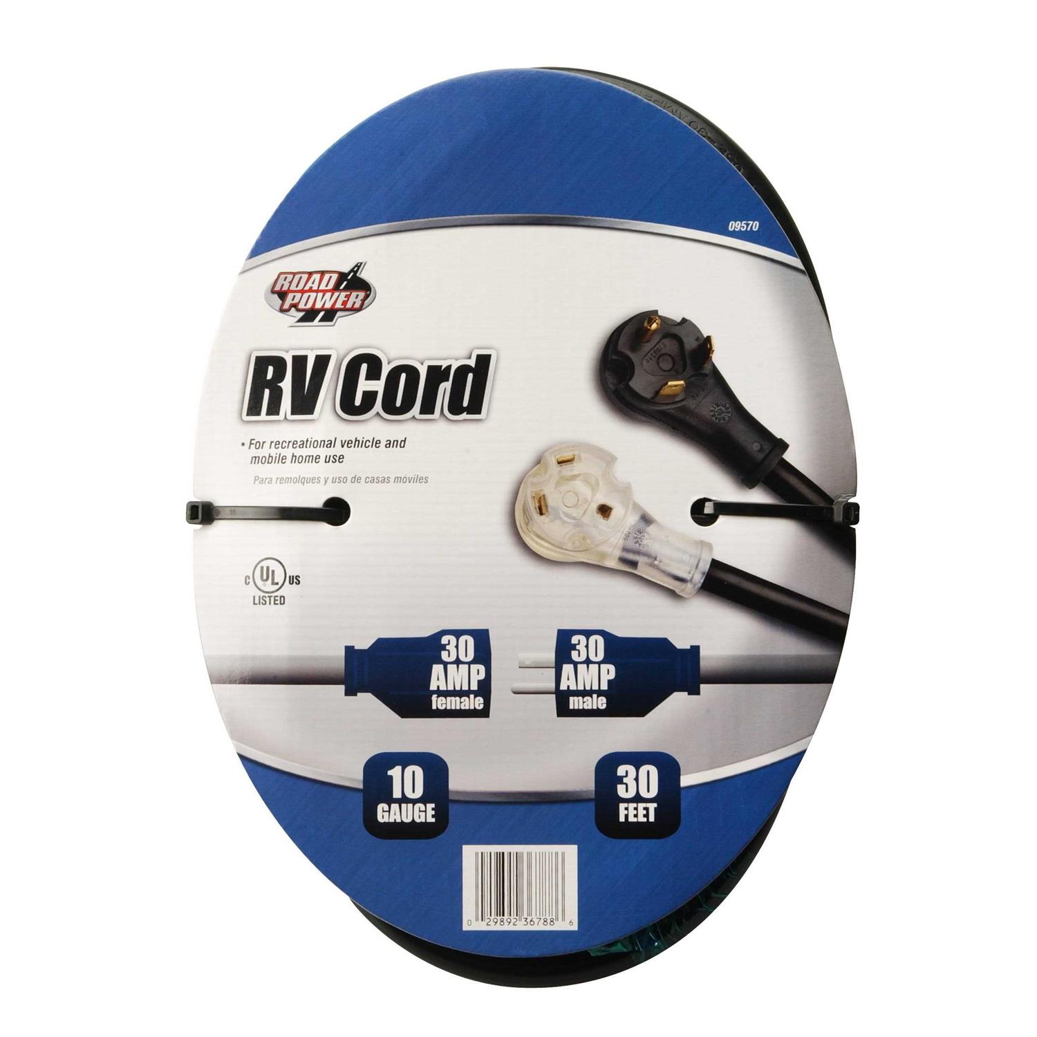 Road Power 95707508 10/3 30' STW 30-Amp RV Extension Cord