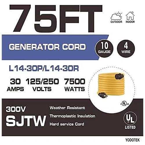 Yodotek Heavy Duty Generator Locking Power Cord NEMA L14-30P/L14-30R,4 Prong 10 Gauge SJTW Cable - Image 5