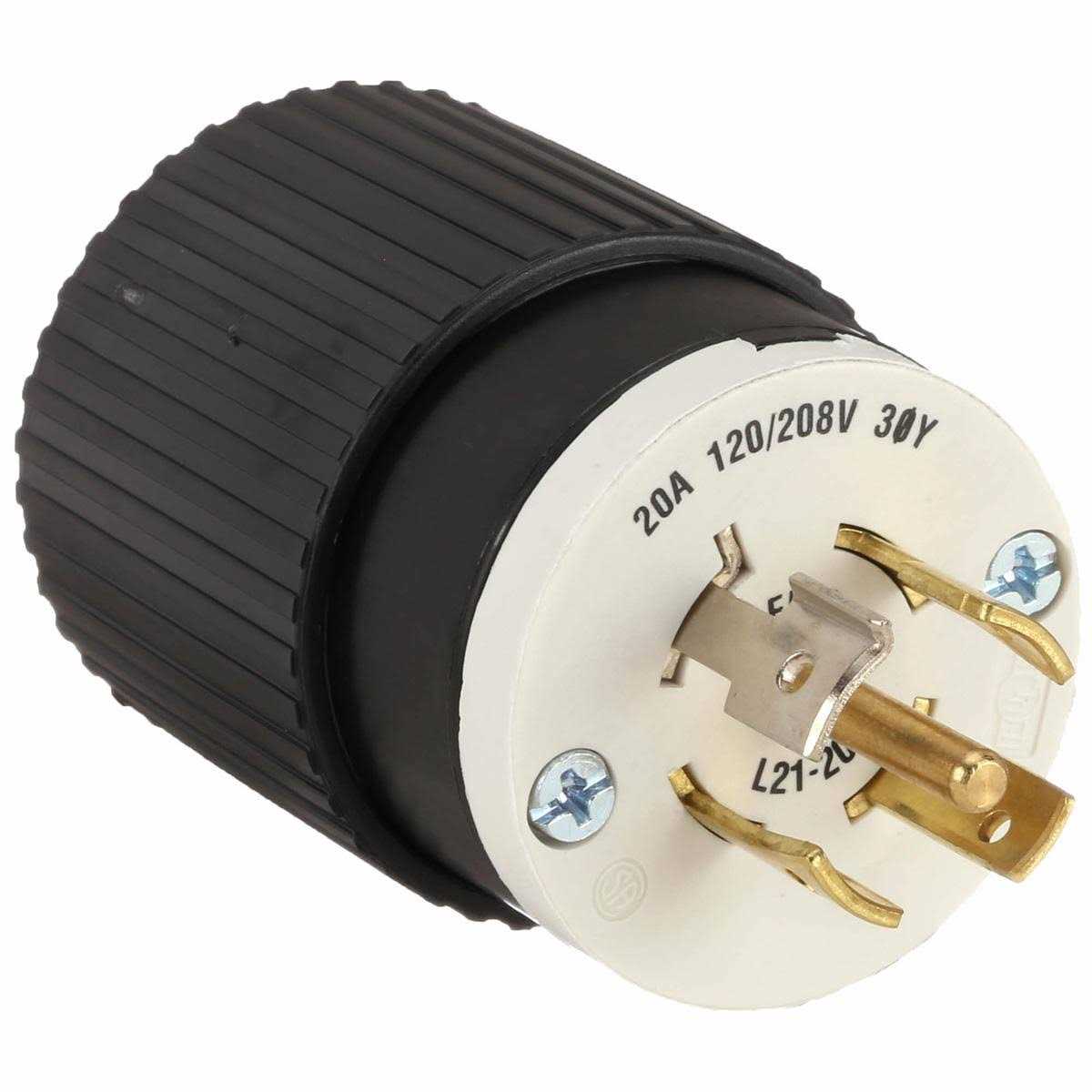 Bryant 72120NP - Locking Plug, 20A 120/208V, L21-20P, Black/White - Image 3