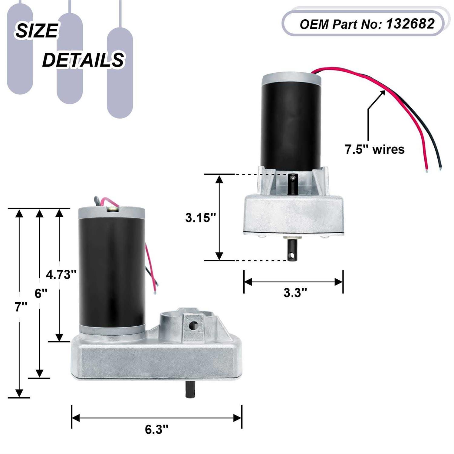 132682 RV Actuator Slide Out Motor Compatible with Lippert Through Frame Slide-Out System - Image 3
