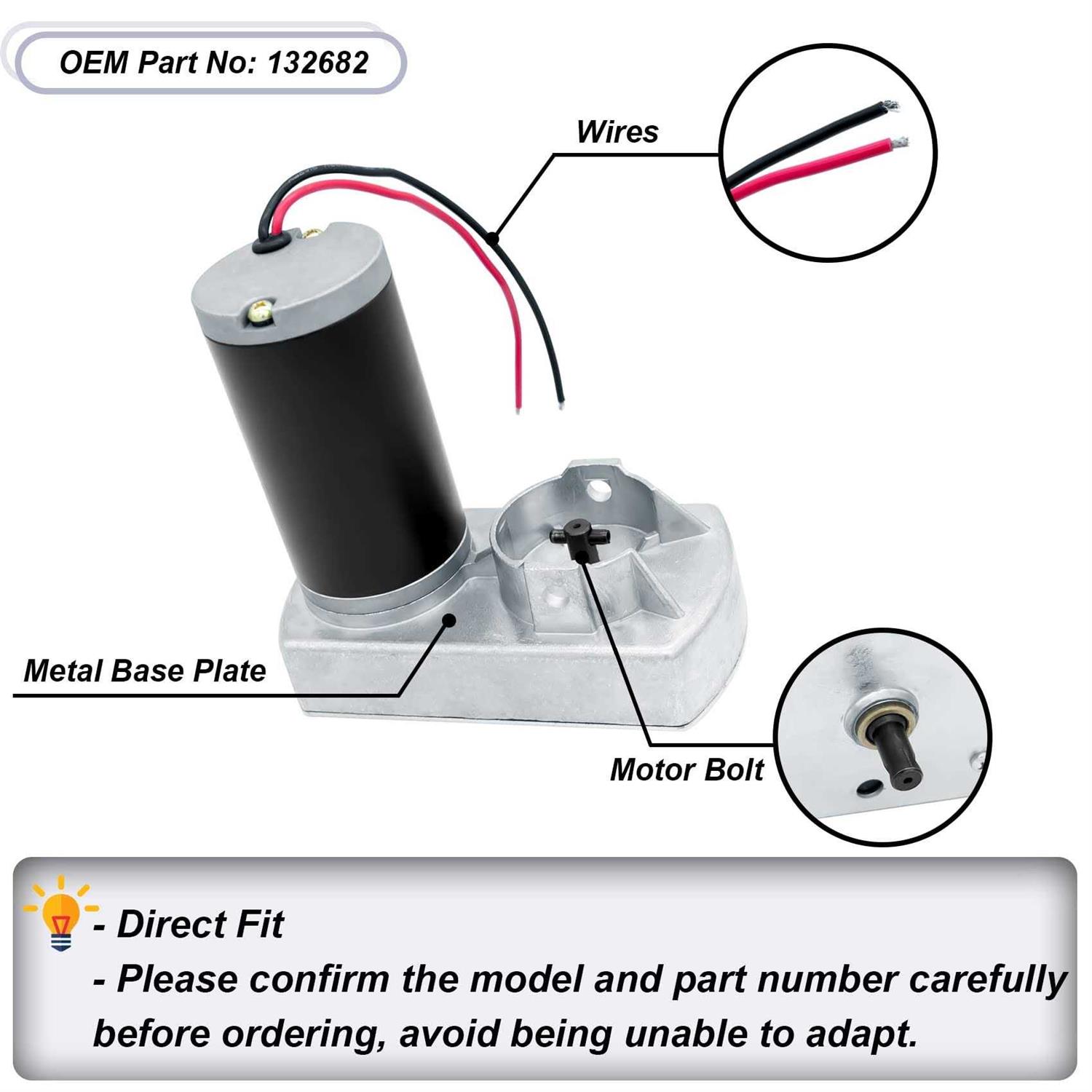 132682 RV Actuator Slide Out Motor Compatible with Lippert Through Frame Slide-Out System - Image 5