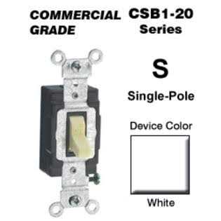 Leviton 20 Amp Single-Pole AC Quiet Toggle Switch CSB1-20W - Image 3