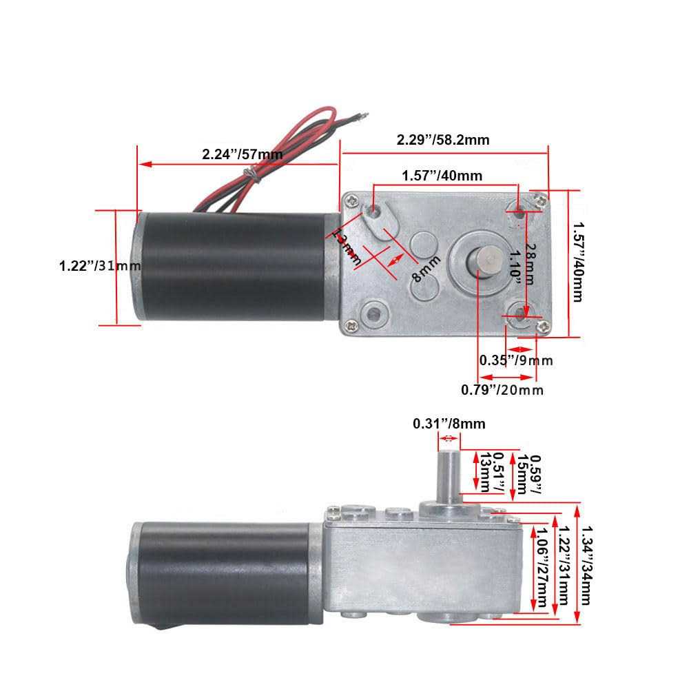 BRINGSMART 24V DC Worm Gear Motor A58SW31ZY Self-Locking Reversed Mini Turbine Geared Motor for DIY Robot Rotating Table D - Image 3