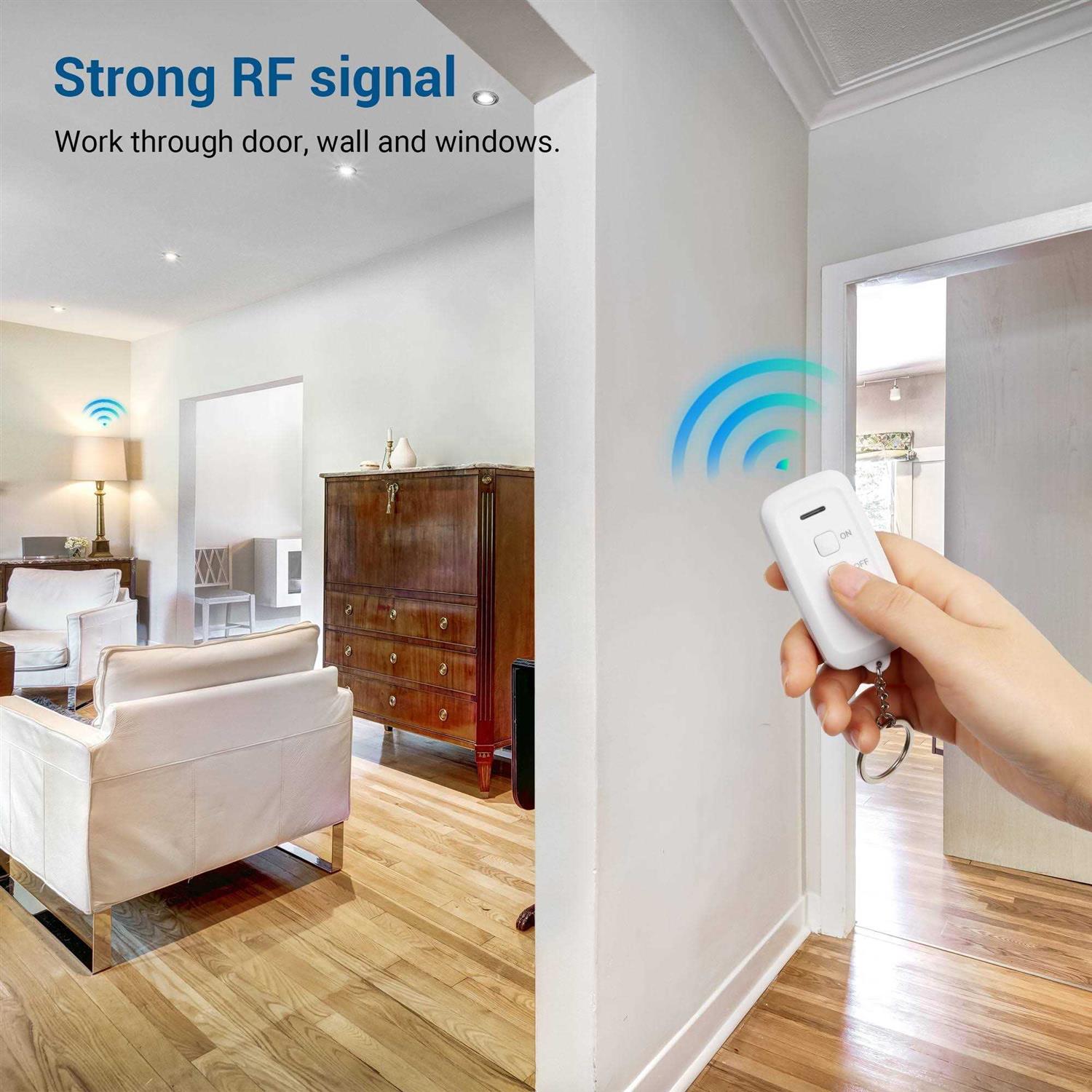 Dewenwils Indoor Remote Control Outlet Wireless Remote Light Switch with 2 Side Outlets - Image 2