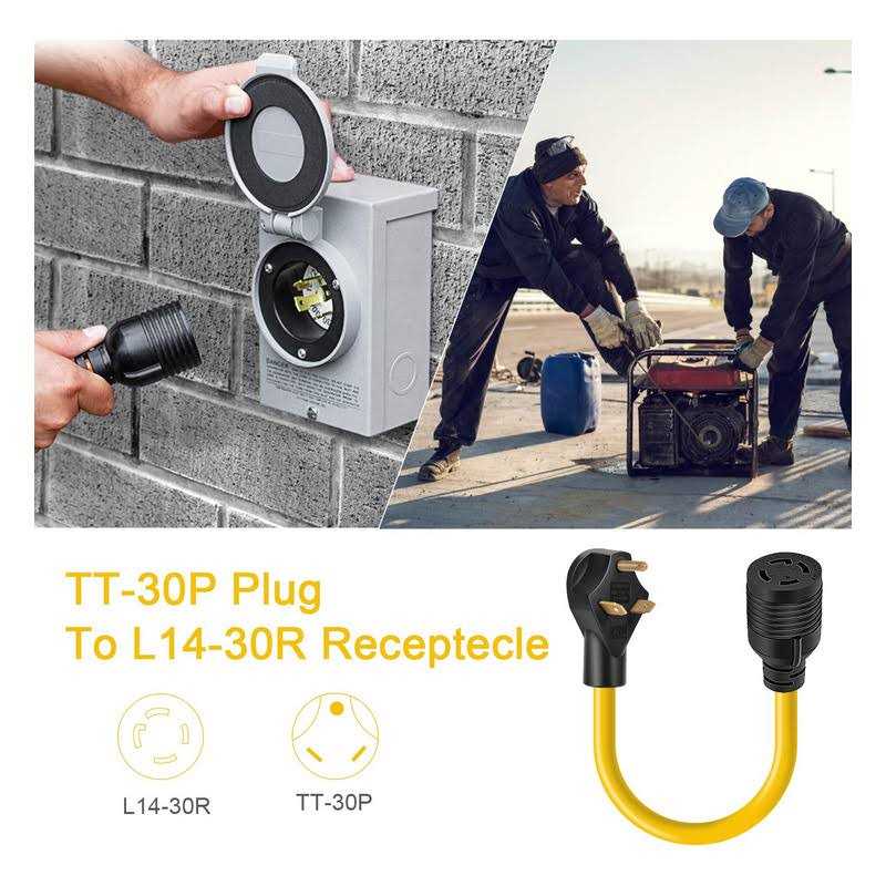 Rophor Generator Transfer Switch Adapter Cord Tt-30P Male to L14-30R - Image 2